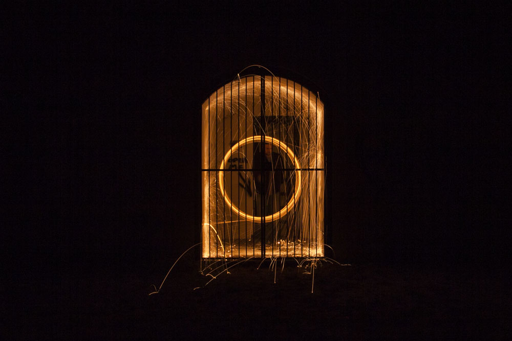 steel wool spinning in the old WWII bunkers