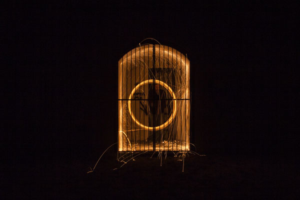 steel wool spinning in the old WWII bunkers