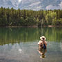 fly fisherman casting