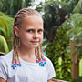 Samantha showing her braids