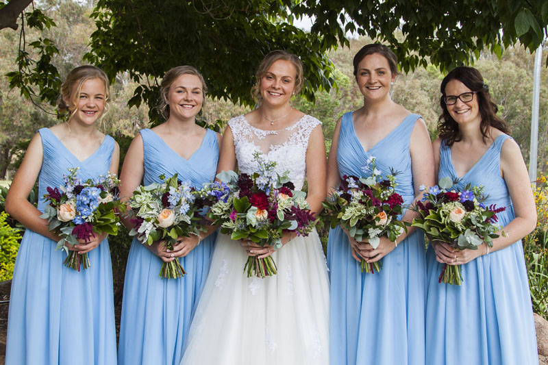 Aliesha with maid of honour and bridesmaids