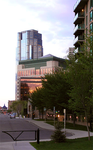 downtown Calgary at dusk