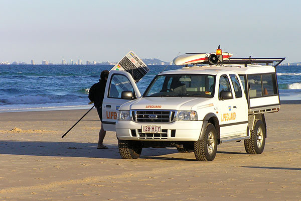 Lifeguard packing up for the day