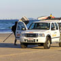 Lifeguard packing up for the day